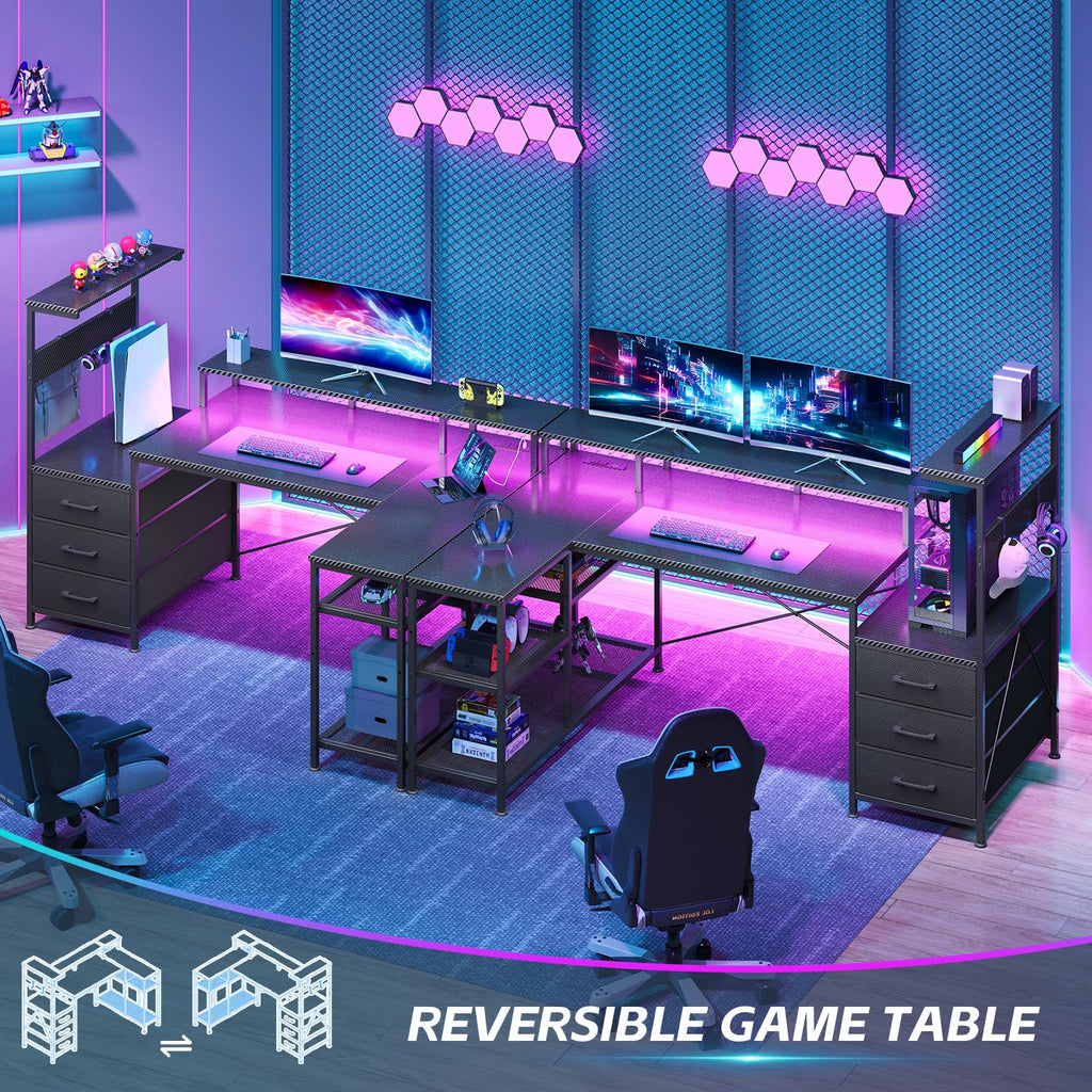 L Shaped Gaming Desk with Drawers A15179