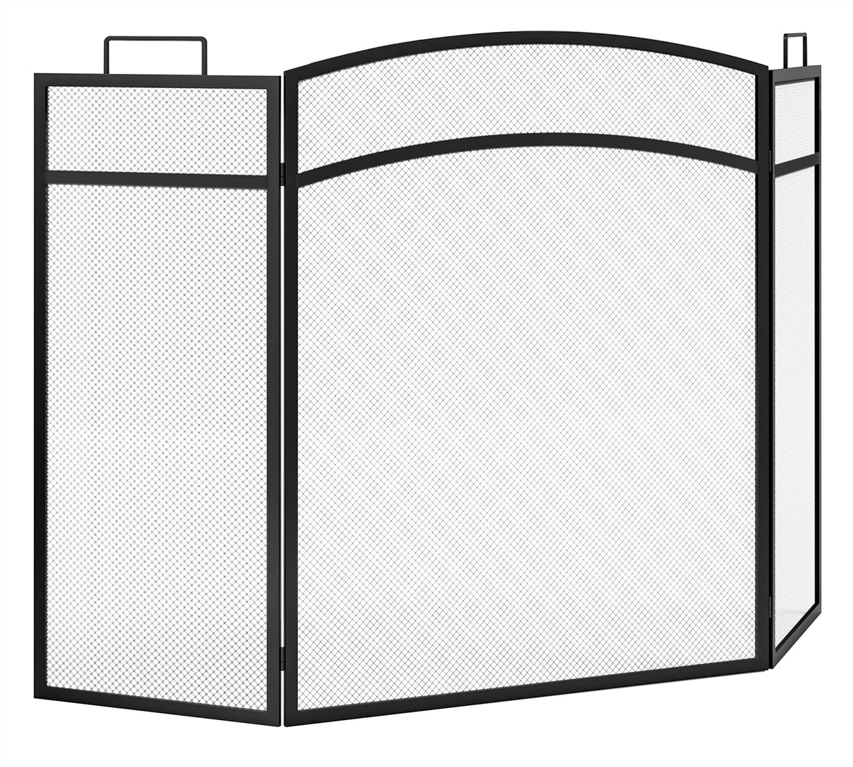 Black Foldable Wrought Metal Mesh Fireplace Screen I5261