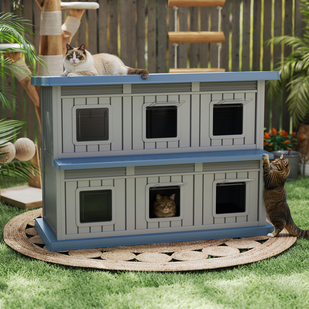 Resin Double-Decker Outdoor Cat House C28882