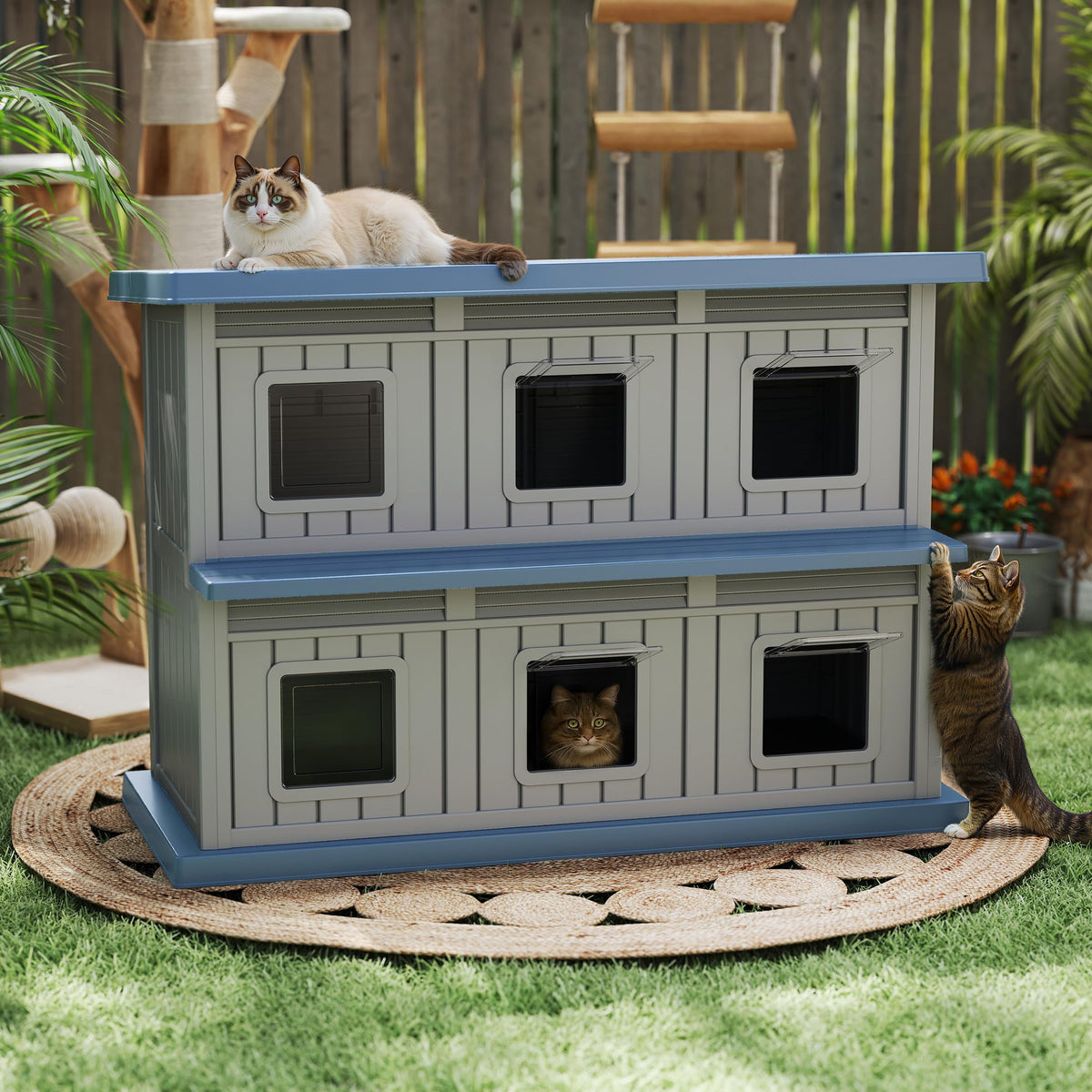 Resin Double-Decker Outdoor Cat House C28882