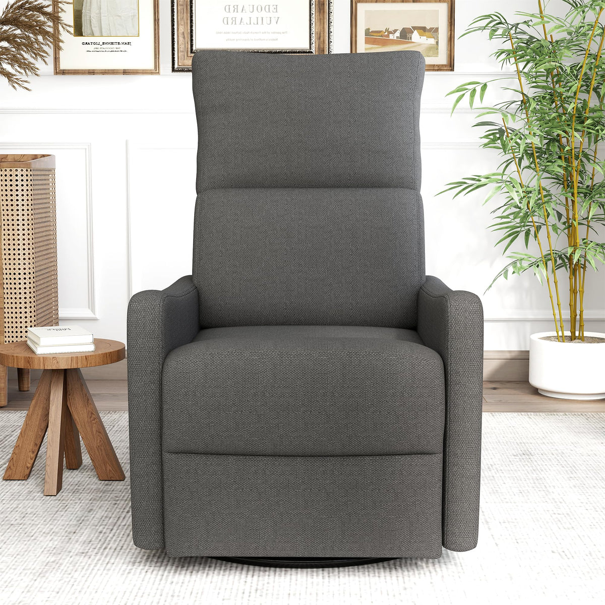 Dark Gray Velvet Swivel Recliner Chair M6294