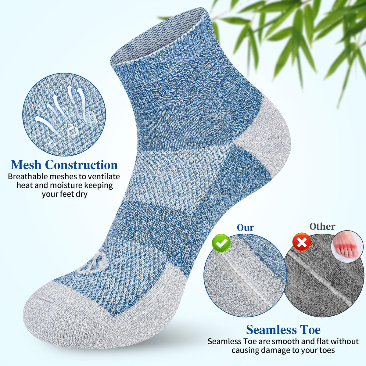 Diabetic Socks for Men, 12 Pairs Ankle & Low Cut Size 9-15 R511658