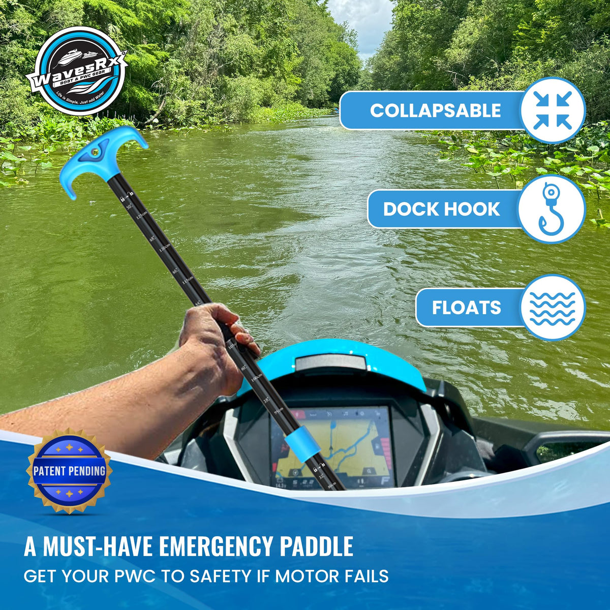 Telescoping Paddle with Docking Hook & Depth Gauge Q149