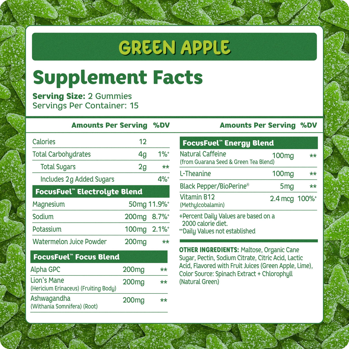 Green Apple Energy Chews 15 Servings L284