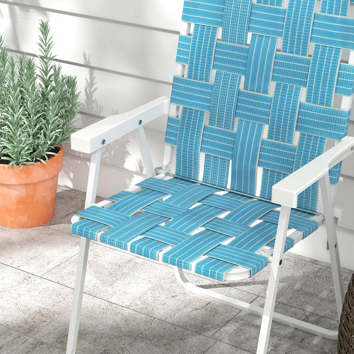 Set of 2 Blue Patio Folding Chairs Y9333