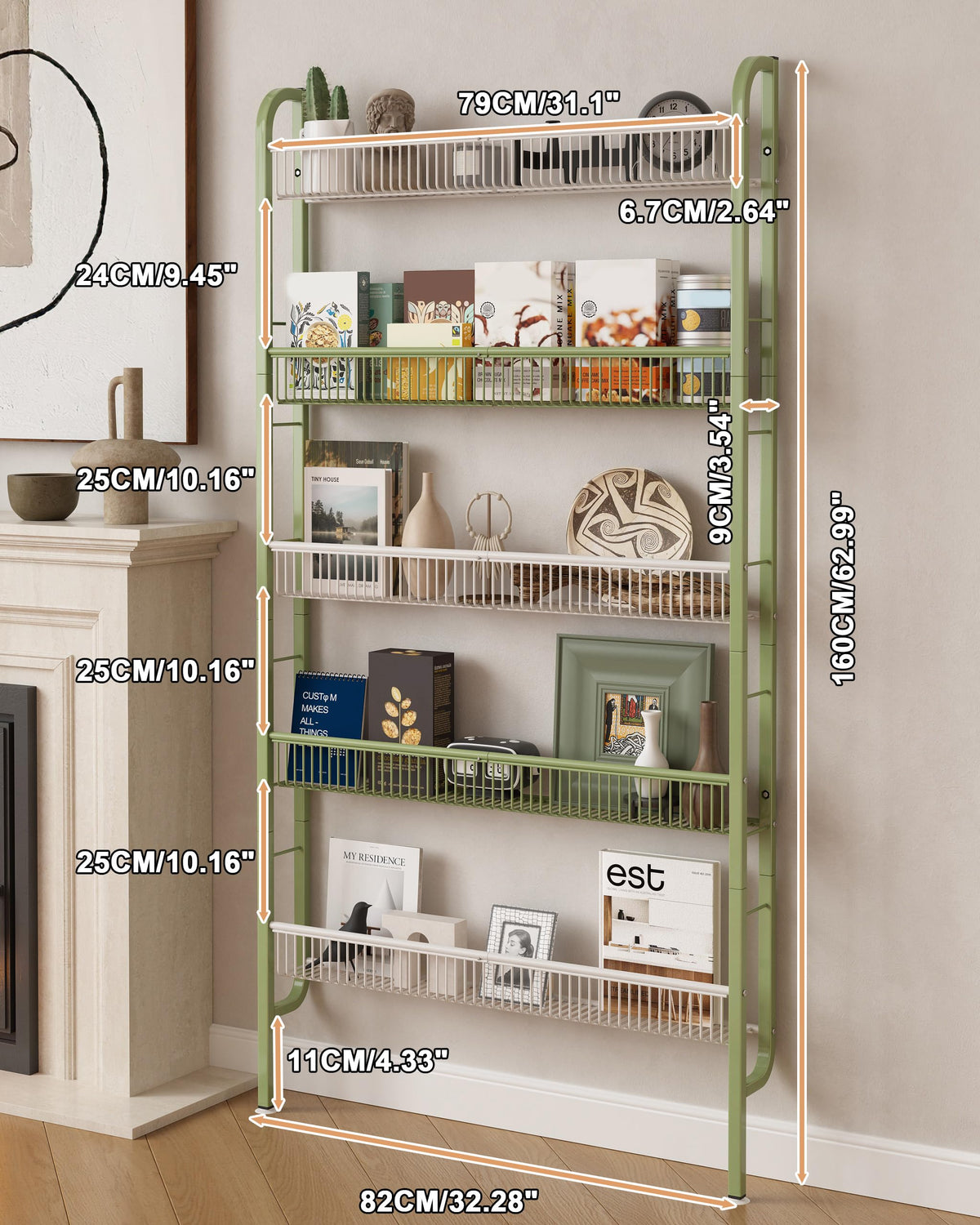 Narrow 5-Tier Bathroom Storage Rack T6186