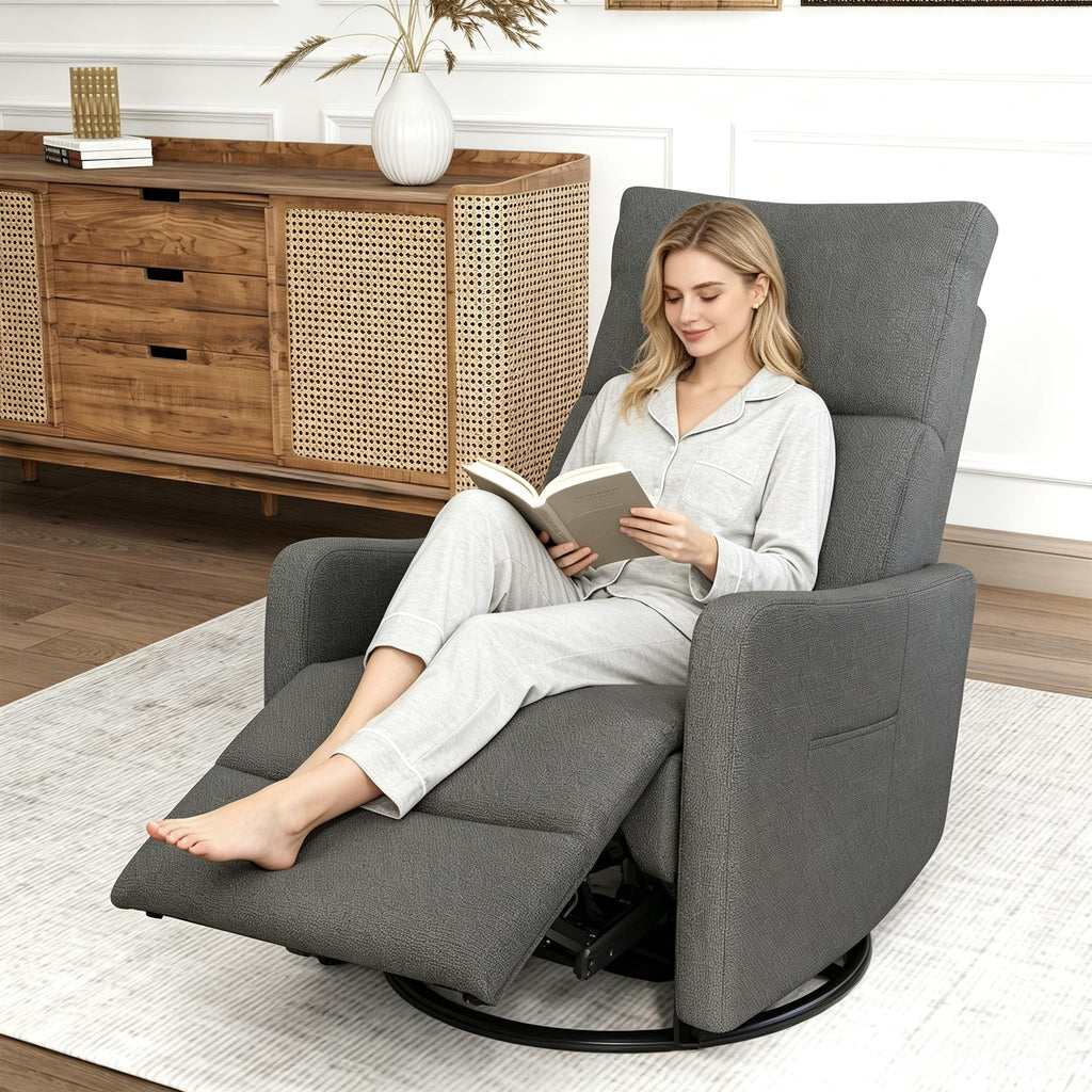Dark Gray Velvet Swivel Recliner Chair M6294