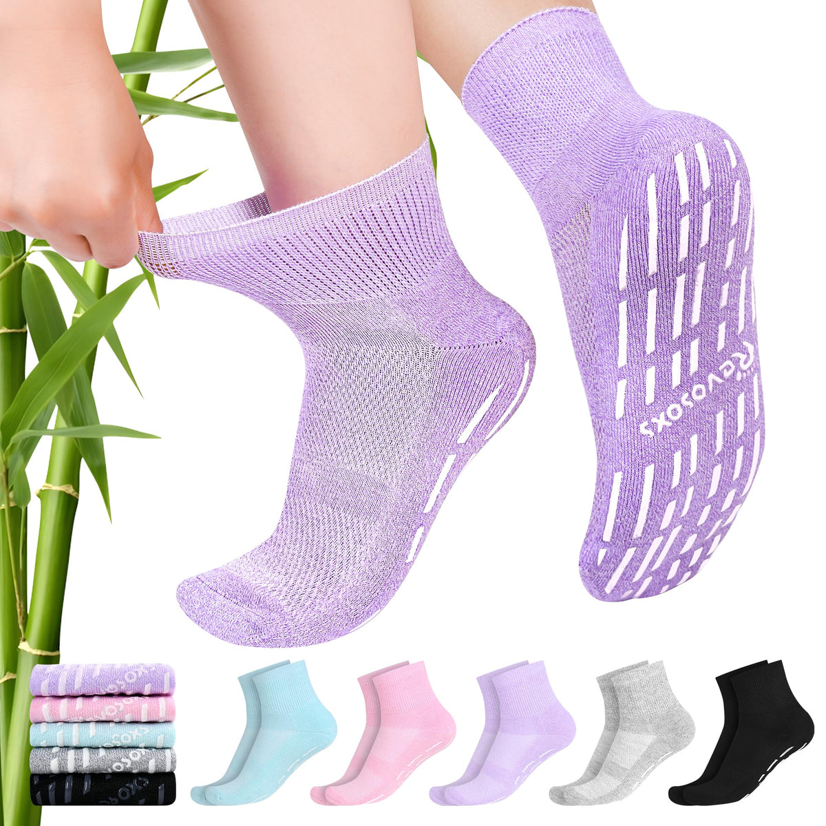 Non Slip Seamless Diabetic Ankle Socks 5 Pairs Z9632